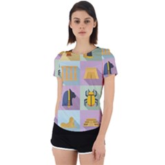 Egypt Icons Set Flat Style Back Cut Out Sport Tee by Wegoenart