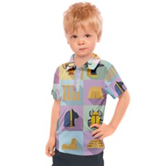 Egypt Icons Set Flat Style Kids  Polo Tee