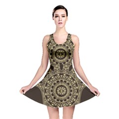 Hamsa Hand Drawn Symbol With Flower Decorative Pattern Reversible Skater Dress by Wegoenart