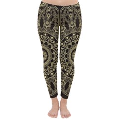 Hamsa Hand Drawn Symbol With Flower Decorative Pattern Classic Winter Leggings by Wegoenart