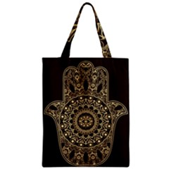 Hamsa Hand Drawn Symbol With Flower Decorative Pattern Zipper Classic Tote Bag by Wegoenart