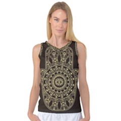 Hamsa Hand Drawn Symbol With Flower Decorative Pattern Women s Basketball Tank Top by Wegoenart