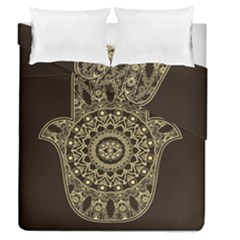 Hamsa Hand Drawn Symbol With Flower Decorative Pattern Duvet Cover Double Side (queen Size) by Wegoenart