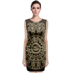 Hamsa Hand Drawn Symbol With Flower Decorative Pattern Classic Sleeveless Midi Dress by Wegoenart