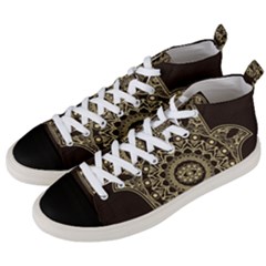 Hamsa Hand Drawn Symbol With Flower Decorative Pattern Men s Mid-top Canvas Sneakers by Wegoenart