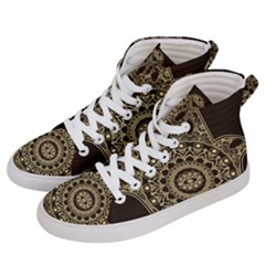 Hamsa Hand Drawn Symbol With Flower Decorative Pattern Men s Hi-top Skate Sneakers by Wegoenart