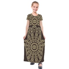 Hamsa Hand Drawn Symbol With Flower Decorative Pattern Kids  Short Sleeve Maxi Dress by Wegoenart