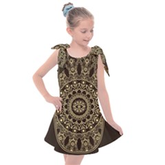 Hamsa Hand Drawn Symbol With Flower Decorative Pattern Kids  Tie Up Tunic Dress by Wegoenart