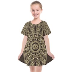 Hamsa Hand Drawn Symbol With Flower Decorative Pattern Kids  Smock Dress by Wegoenart