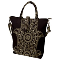 Hamsa Hand Drawn Symbol With Flower Decorative Pattern Buckle Top Tote Bag by Wegoenart