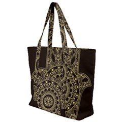 Hamsa Hand Drawn Symbol With Flower Decorative Pattern Zip Up Canvas Bag by Wegoenart