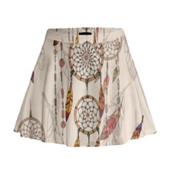 Coloured Dreamcatcher Background Mini Flare Skirt by Wegoenart