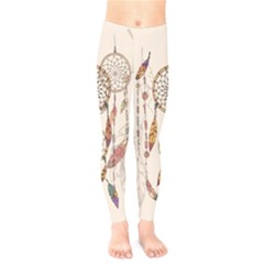 Coloured Dreamcatcher Background Kids  Leggings by Wegoenart