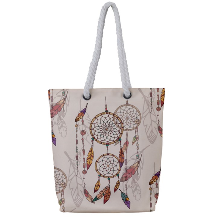 Coloured Dreamcatcher Background Full Print Rope Handle Tote (Small)