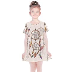 Coloured Dreamcatcher Background Kids  Simple Cotton Dress by Wegoenart