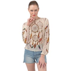 Coloured Dreamcatcher Background Banded Bottom Chiffon Top by Wegoenart