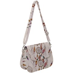 Coloured Dreamcatcher Background Saddle Handbag