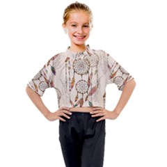 Coloured Dreamcatcher Background Kids Mock Neck Tee