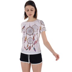 Coloured Dreamcatcher Background Back Circle Cutout Sports Tee by Wegoenart