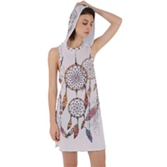 Coloured Dreamcatcher Background Racer Back Hoodie Dress by Wegoenart