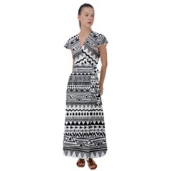 Boho Style Pattern Flutter Sleeve Maxi Dress by Wegoenart