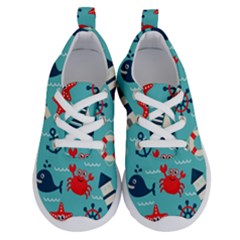 Seamless Pattern Nautical Icons Cartoon Style Running Shoes by Wegoenart