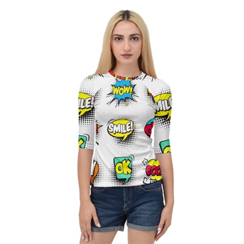 Set Colorful Comic Speech Bubbles Quarter Sleeve Raglan Tee by Wegoenart