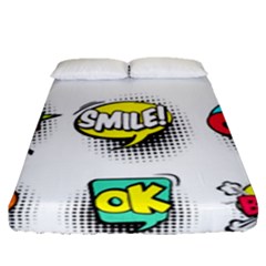 Set Colorful Comic Speech Bubbles Fitted Sheet (queen Size) by Wegoenart