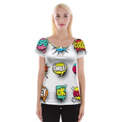 Set Colorful Comic Speech Bubbles Cap Sleeve Top by Wegoenart