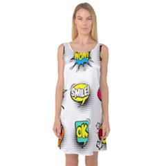 Set Colorful Comic Speech Bubbles Sleeveless Satin Nightdress by Wegoenart