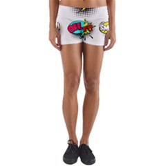 Set Colorful Comic Speech Bubbles Yoga Shorts by Wegoenart