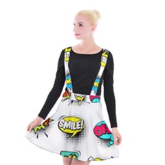 Set Colorful Comic Speech Bubbles Suspender Skater Skirt by Wegoenart