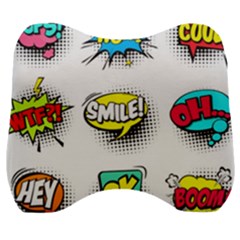 Set Colorful Comic Speech Bubbles Velour Head Support Cushion by Wegoenart