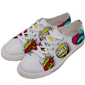 Set Colorful Comic Speech Bubbles Women s Low Top Canvas Sneakers View2