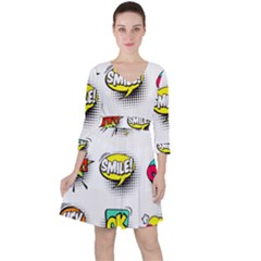 Set Colorful Comic Speech Bubbles Ruffle Dress by Wegoenart