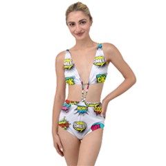 Set Colorful Comic Speech Bubbles Tied Up Two Piece Swimsuit by Wegoenart