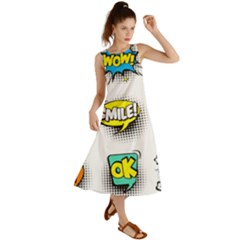 Set Colorful Comic Speech Bubbles Summer Maxi Dress by Wegoenart