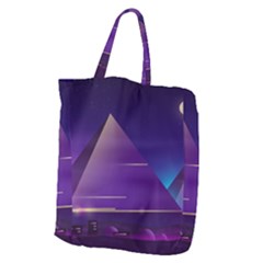 Egyptian Pyramids Night Landscape Cartoon Giant Grocery Tote by Wegoenart