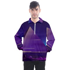 Egyptian Pyramids Night Landscape Cartoon Men s Half Zip Pullover by Wegoenart