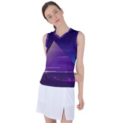 Egyptian Pyramids Night Landscape Cartoon Women s Sleeveless Sports Top by Wegoenart