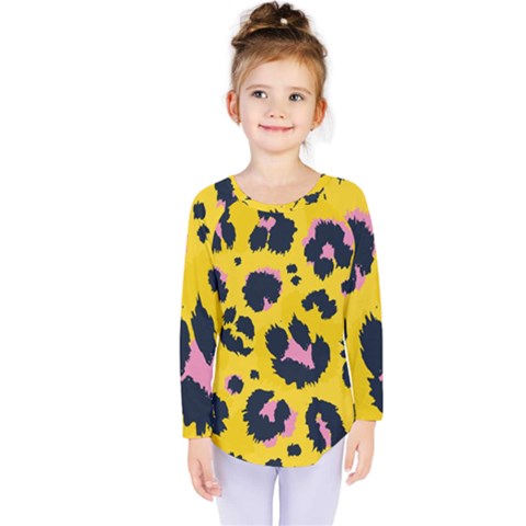 Leopard Print Seamless Pattern Kids  Long Sleeve Tee by Wegoenart