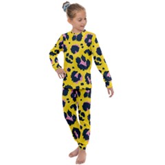 Leopard Print Seamless Pattern Kids  Long Sleeve Set 