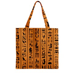 Egyptian Hieroglyphs Ancient Egypt Letters Papyrus Background Vector Old Egyptian Hieroglyph Writing Zipper Grocery Tote Bag by Wegoenart