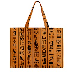 Egyptian Hieroglyphs Ancient Egypt Letters Papyrus Background Vector Old Egyptian Hieroglyph Writing Zipper Mini Tote Bag by Wegoenart