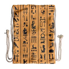 Egyptian Hieroglyphs Ancient Egypt Letters Papyrus Background Vector Old Egyptian Hieroglyph Writing Drawstring Bag (large) by Wegoenart