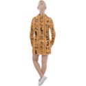 Egyptian Hieroglyphs Ancient Egypt Letters Papyrus Background Vector Old Egyptian Hieroglyph Writing Women s Long Sleeve Casual Dress View2