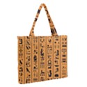 Egyptian Hieroglyphs Ancient Egypt Letters Papyrus Background Vector Old Egyptian Hieroglyph Writing Zipper Medium Tote Bag View2