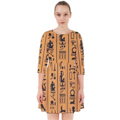 Egyptian Hieroglyphs Ancient Egypt Letters Papyrus Background Vector Old Egyptian Hieroglyph Writing Smock Dress by Wegoenart