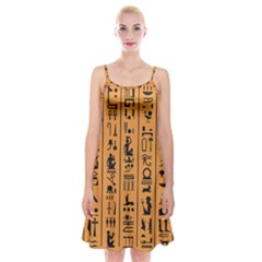 Egyptian Hieroglyphs Ancient Egypt Letters Papyrus Background Vector Old Egyptian Hieroglyph Writing Spaghetti Strap Velvet Dress by Wegoenart