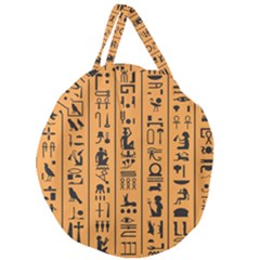 Egyptian Hieroglyphs Ancient Egypt Letters Papyrus Background Vector Old Egyptian Hieroglyph Writing Giant Round Zipper Tote by Wegoenart